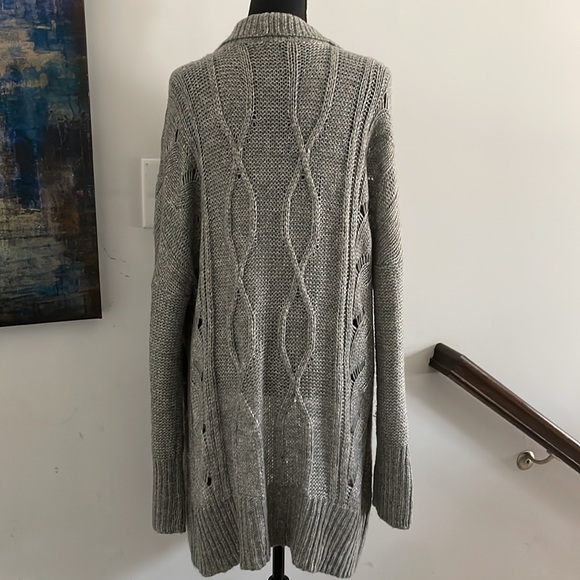 Apt 9 Cardigan Women Size XL Gray Open Front Chunky Cable Knit Pattern Long - Picture 6 of 12